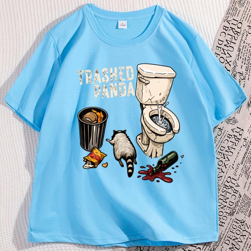

Trashed Panda Funny Drunk Raccoon T Shirt Casual Cotton Short Sleeve Stupid Tee Shirt Trash T Shirt Comfortable Streetwear 4XL