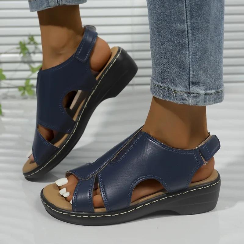 Fashion 2025 Hot Sale Shoes for Women Open Toe Women's Sandals Platform Dress Sandals Women Round Toe Wedges Plus Size Rome Ladies Shoes