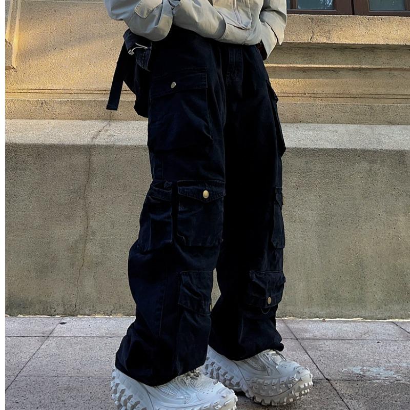 

Мужской модный американский ретро-комбинезон с широкими штанинами и множеством карманов 2XL чёрный