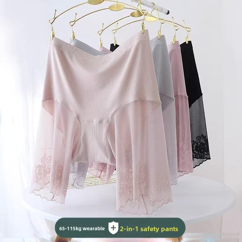 Plus Size Women's Summer Lace Border Walk Out High Waist Safety Briefs