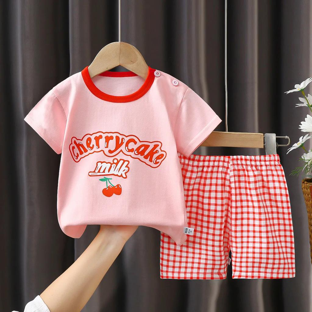 T-Shirts Bequeme Shorts Polyester Lässig Tägliche Kleidung Für Mädchen Set Baby Sommer Outfits Cartoon Jungen Kurzarm