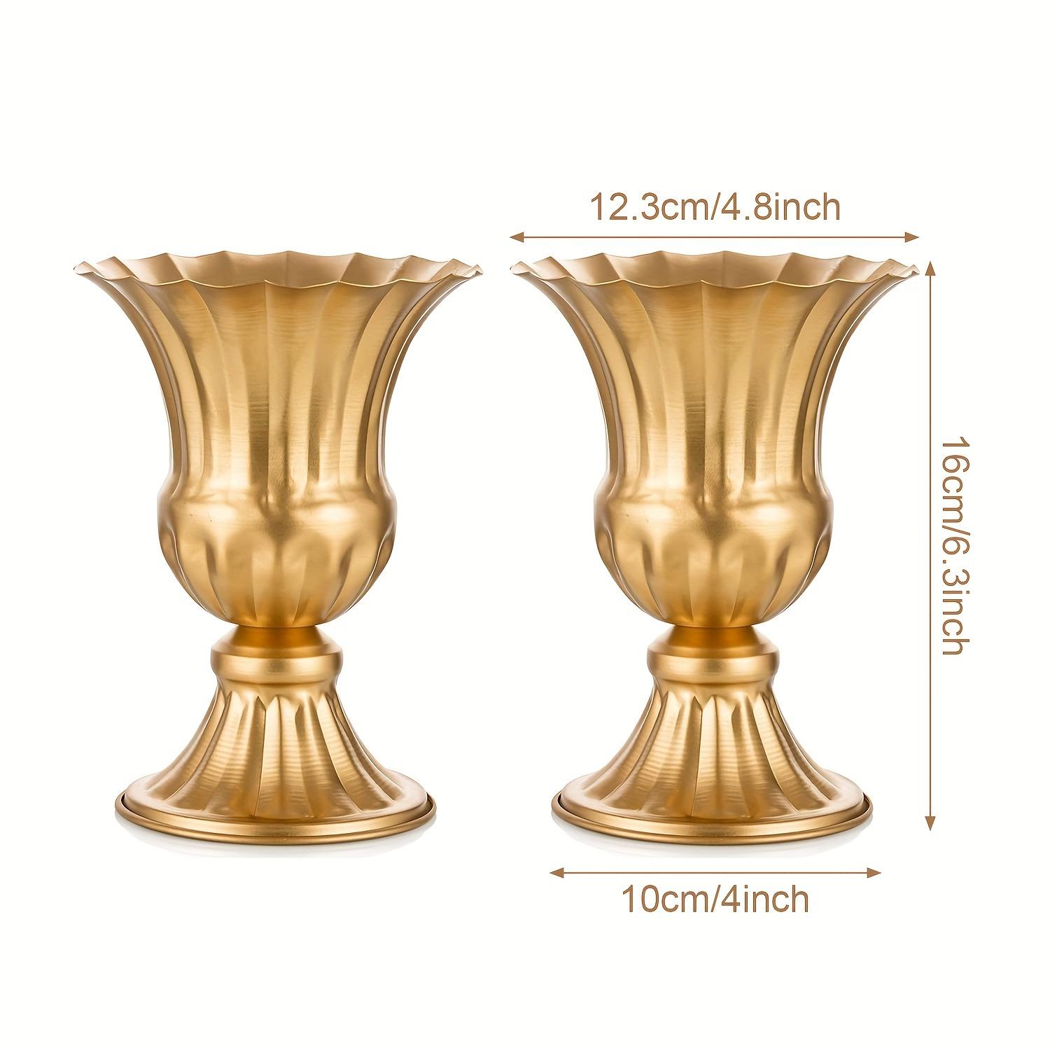 

2 шт. Золотая железная ваза для цветов, центральное украшение для свадебного стола, металлический кашпо, искусственная ваза для настоящих цветов, небольшой роговой кашпо, украшение на Рождество и Хэллоуин