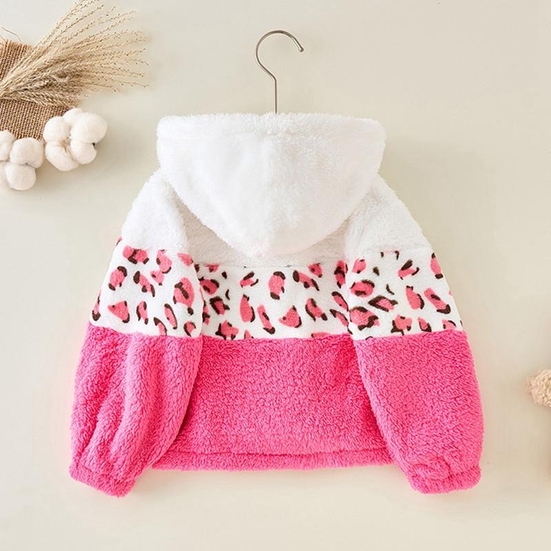2-10 Years Kids Girls Warm Hooded Coat Winter Zipper Fleece Jacket