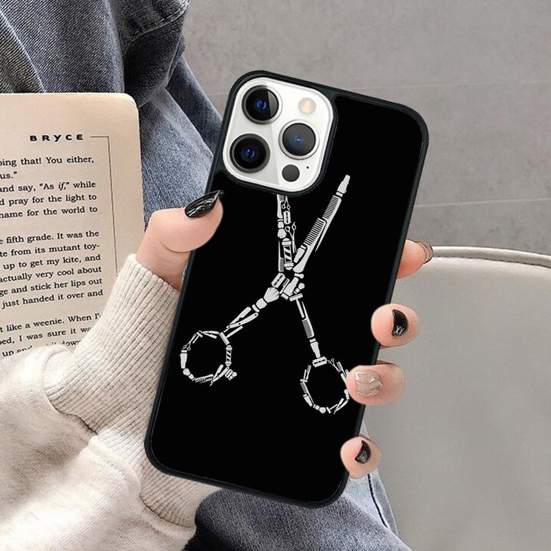 Barber Pole Scissor Comb Razor Phone Case for iPhone 17 Air 16 16e 15 Plus for Apple 13 11 12 14 Pro Max Cover coque
