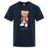 Strong Boxer Teddy Bear Never Give Up Print Funny T-Shirt Men Cotton Casual Short Sleeves Loose Oversize S-XXXL Tee Clothing