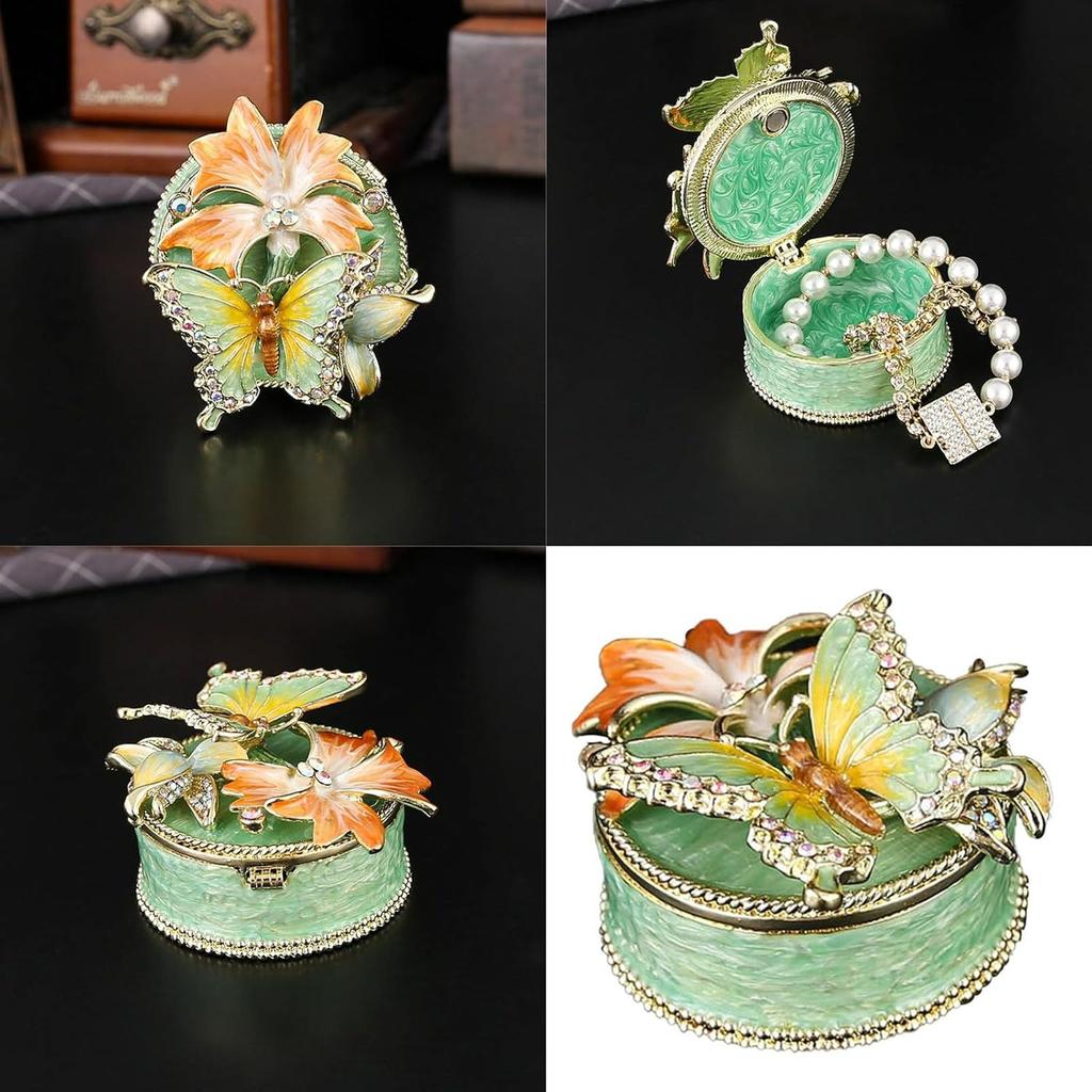 Sakura-Butterfly Jewelry Box Small Decorative Case Ideal for Keeping Earrings Bracelets & Tiny Accessorie Premium Jewelry Box