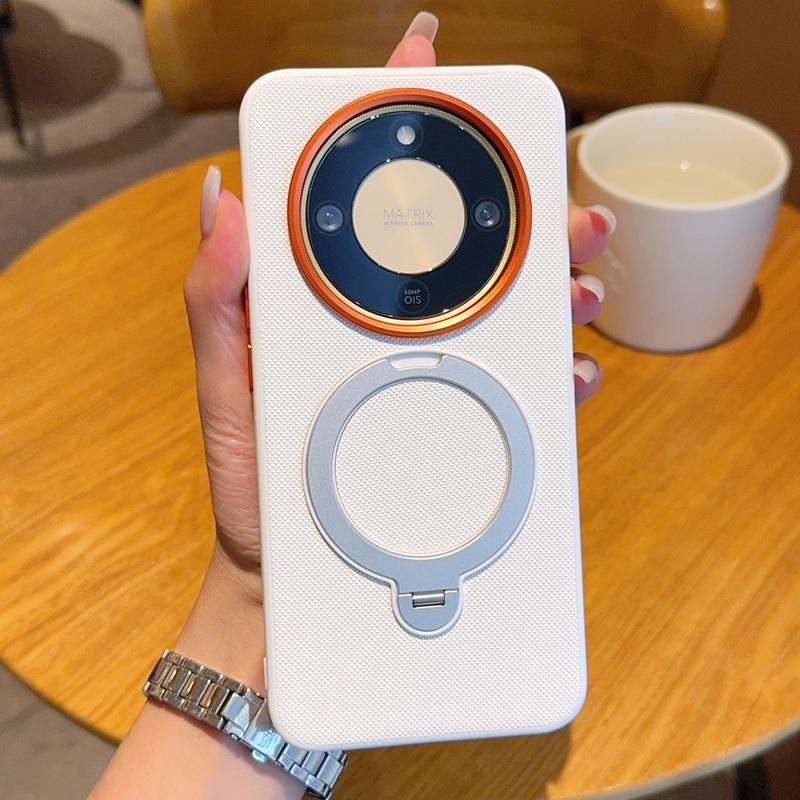 

For Honor X70 solid color rotating magnetic stand anti-drop and anti-fingerprint phone case For Honor X70