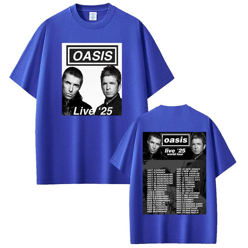 British Rock Band OASIS Live 25 World Tour 2025  Tshirt Men Woman Oversized T Shirts Hip Hop Summer Cotton Gothic Punk Tshirts