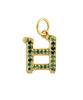 Mezmic Korean Consonant Pendant - 18K Yellow Gold Plated Green Cz