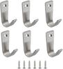 Stainless Steel J-type Wall Hanging Single Hole Hook 6 Packs Silver Hanging Coat and Hat Bag Towel with Screws