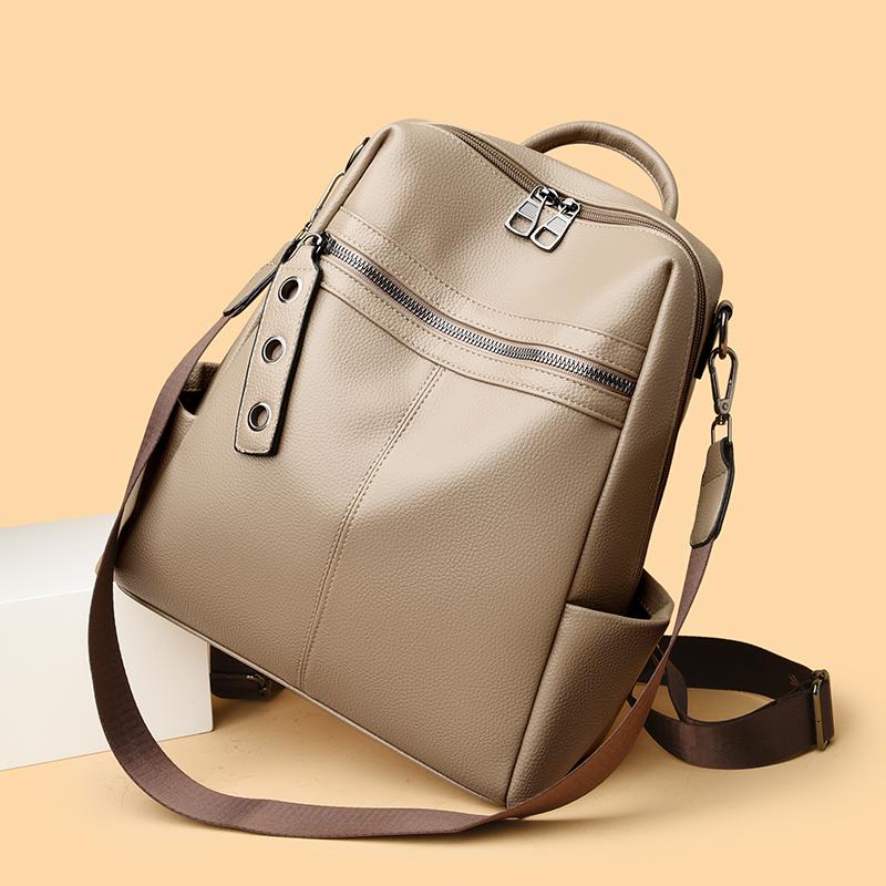 Women's Multi-functional Leather Backpack Retro Leather Shoulder Bag Large Capacity Backpack for Daily Commute and Weekend Outings and Travel