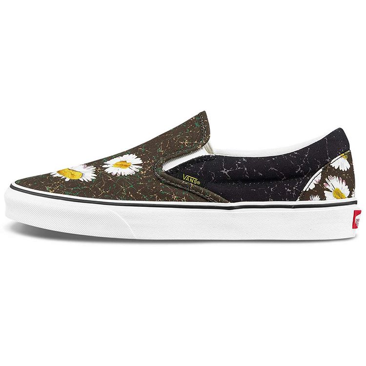 Vans Slip-On Series Variant Daisy Print Casual Low-Top Skate Shoes Unisex Sneakers Black Multicolor VN0A33TB9FV