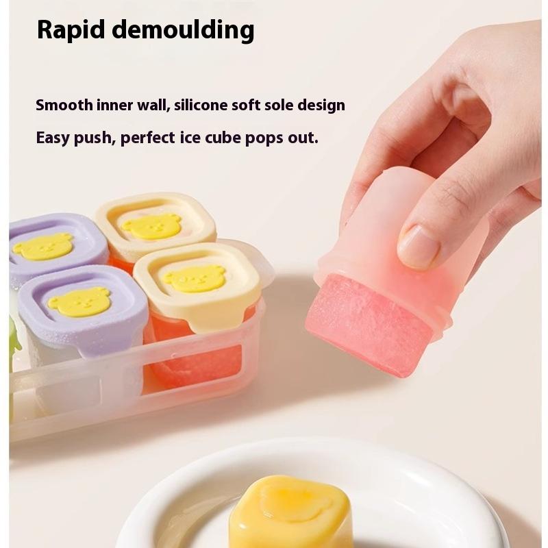Baby food supplement box storage frozen grid silicone mold can be cooked meat mud complementary food packing box ice grid