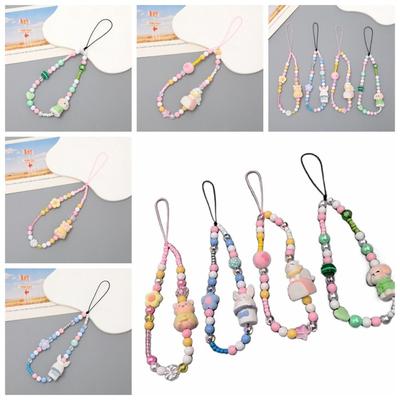 Sling Phone Charm Beads Universal Mobile Phone Lanyard Rabbit Cartoon Beaded Phone Chain  Car Key