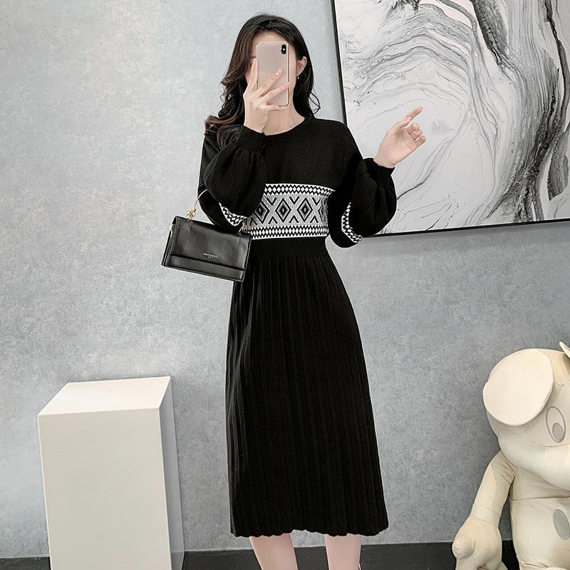 

Выкройка Lingge Осенне-зимнее трикотажное платье Модная женская одежда Дизайн вдохновлен юбкой с расклешенными рукавами L чёрный