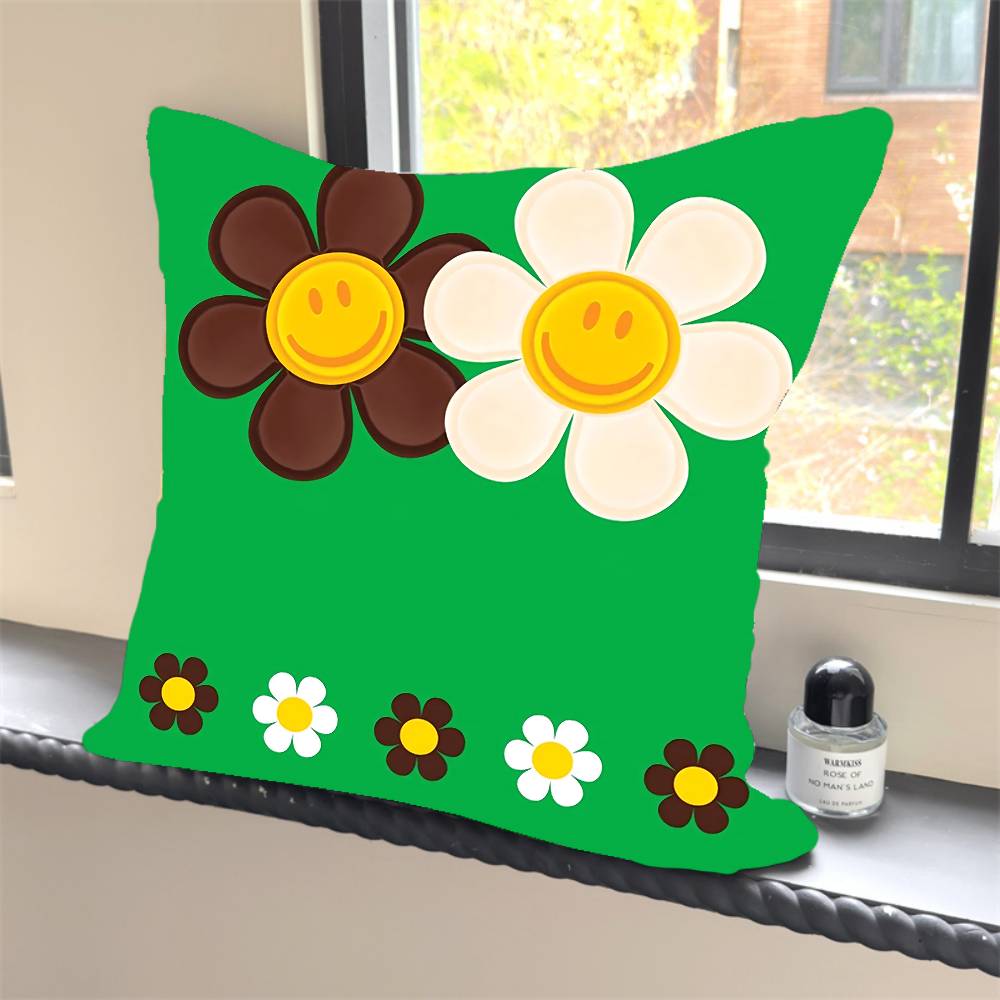 1PC W-Wiggle Wiggles Smile Flower Pillow Case Square  Bedroom Sofa Leisure Comfort Cushion Car Home Decoration Pillowcase 40x40