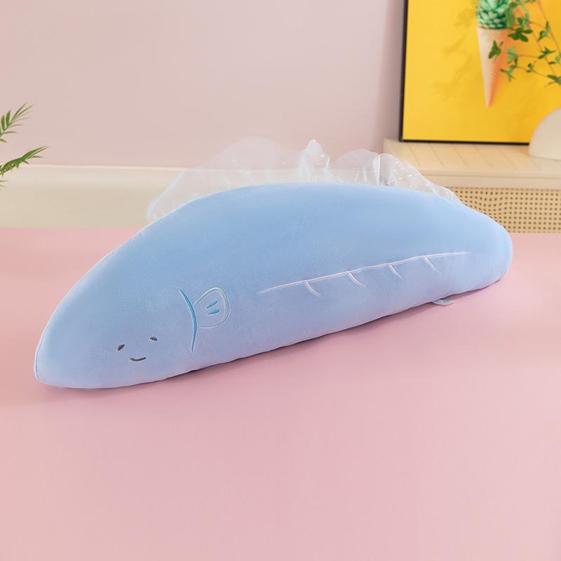 Neues langes Bandfisch-Wurfkissen Plüschtier für Mädchen Geschenke Bettkissen Puppe Wurfkissen Kinderspielzeug