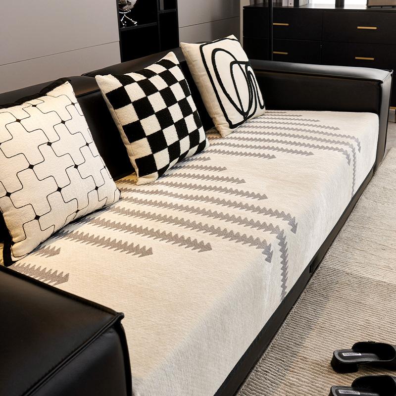 New Modern Stripe Non-slip Sofa Cover Cotton 3D Graphic Fabric Pillowcase Four Season Couch Armrest Towel Washing Cushion Home