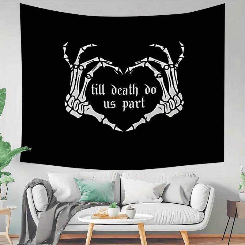 

Dark Oath Gothic Tapestry Skeleton Hand Heart Design Wall Hanging for Bedroom Living Room Gothic Style Home Decor 74x94cm(29x37in)