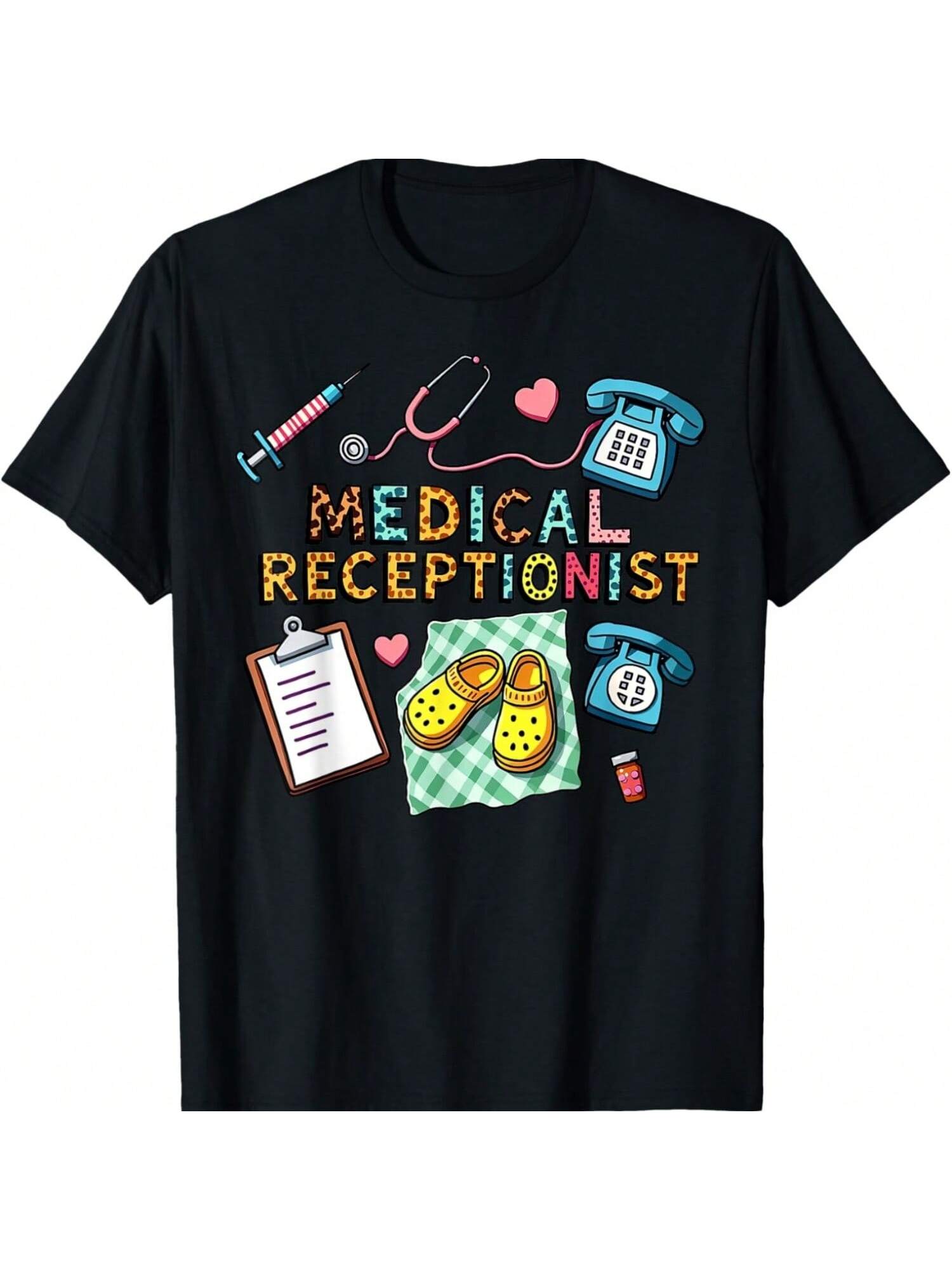 Retro Leopard Medical Receptionist Healthcare Worker Nursing T-Shirt S разноцветный