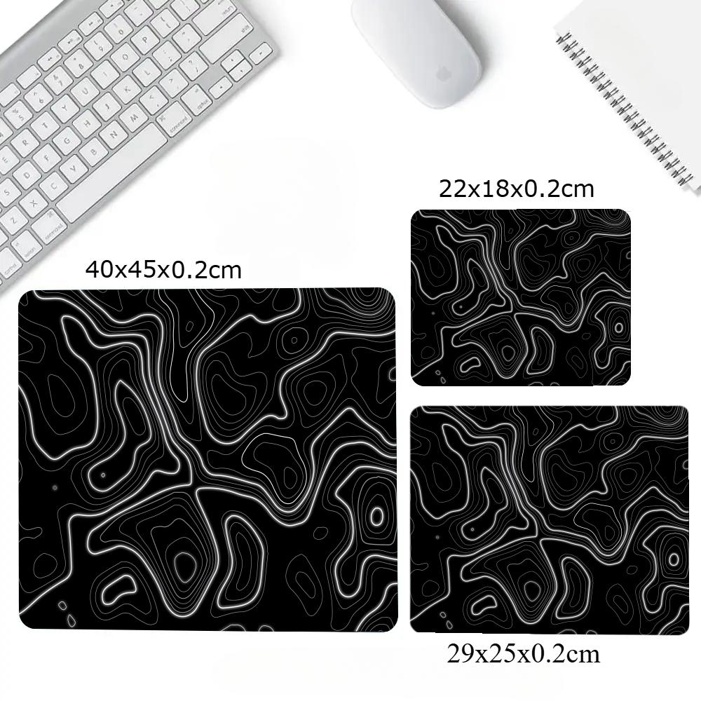 Black White Fluid Mouse Pad Square Multiple Sizes Computer Office Game Table Mats Rubber Anti-slip Mousepad Small Decor Desk Mat
