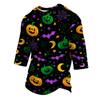 Men's Casual Halloween Printed Crew Neck T Shirt Three Quarter Sleeve Top Suitable for Seasonal Wear and Everyday Use