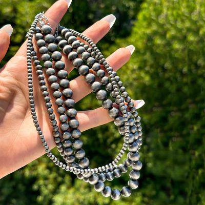 Vintage Brushed Tin Ccb Collarbone Chain, Round Beads Navajo Western Double Layer Multi-Layer Stacked Necklace Set For Women
