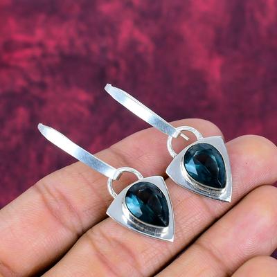Indicolite Tourmaline 925 Solid Sterling Silver Earrings, Handmade Gemstone Earrings Jewelry, Gifts For Wife Brand New Earrings