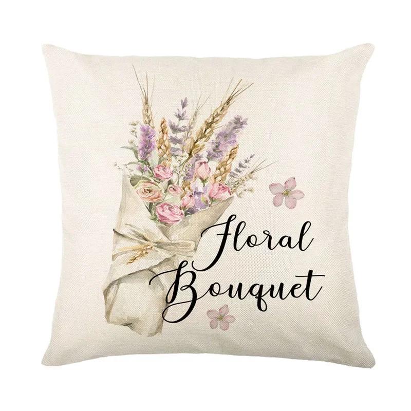 45*45Cm Zonnebloem Kussensloop Printserie Taillekussensloop Kussenhoes Wasbaar Bankbenodigdheden Kussenhoes Home Decor