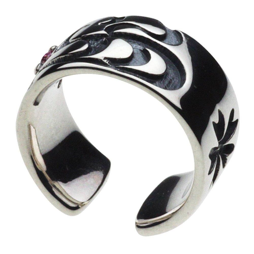 Japanese Pattern Water Stream Cherry Blossom Ear Cuff Pink Zirconia 925 Silver E0198 [Cenote] [Silver Accessories]