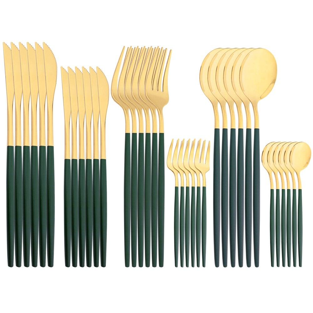 Černé zlato 36ks/6set Sada nádobí Dezertní nůž Nerezové příbory Večeře Lžíce Vidlička Čajová lžička Příbory Sada nádobí