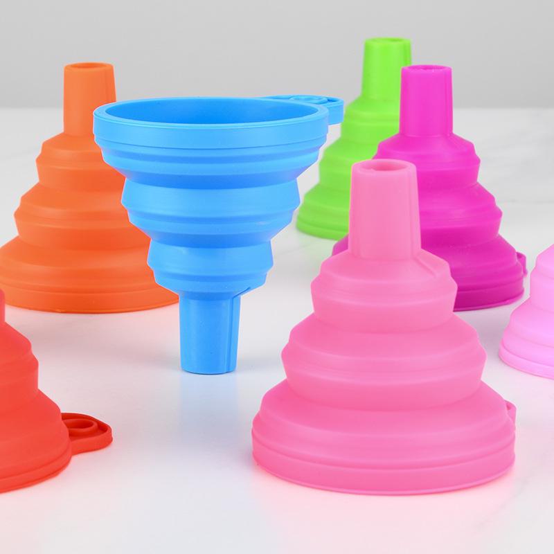 Silicone Folding Funnel with Long Neck - Telescopic and Thickened for Kitchen Liquid Filling