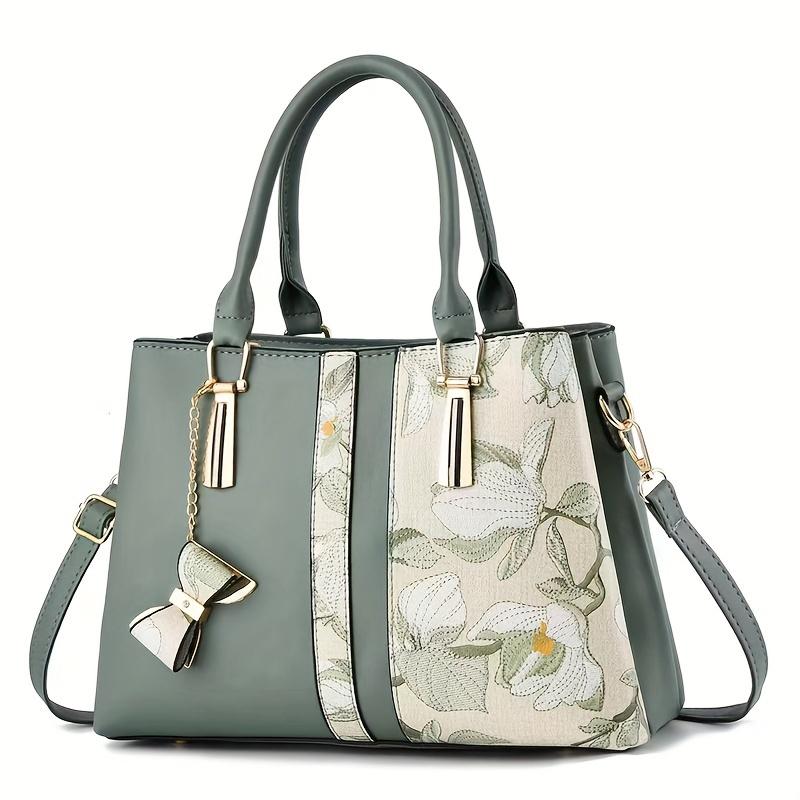 Women Crossbody Bag Elegant Floral Print Handbag, Fashion Large Capacity Handbag, Portable Handbag