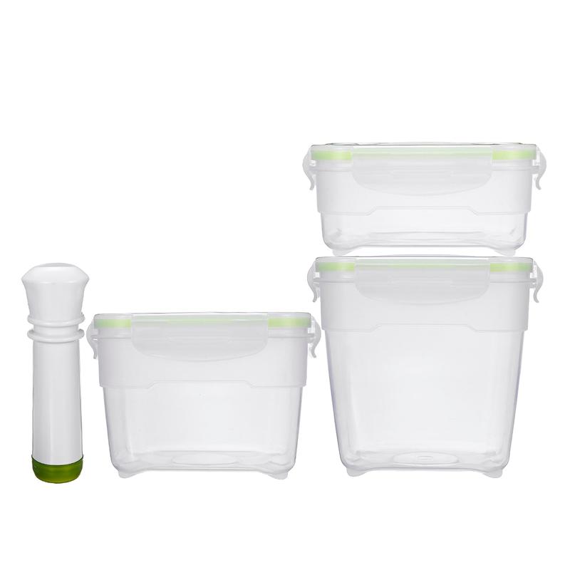 

3pcs/set Vacuum Container Cooling Pump Refrigerator Box Large Capacity Food Storage Saver PP Square Plastic Kitchen | Breakfast Boxes