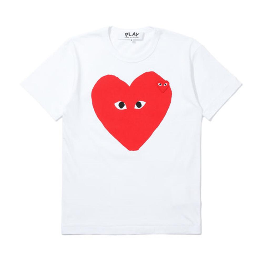 CDG play T-Shirts Men's Crew Neck Moderate Straight Fit AZ-T220-051-1