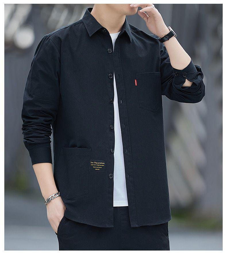 Men's Loose-Fit Non-Iron Cotton Shirt - Long Sleeve Casual Workwear for Spring & Autumn