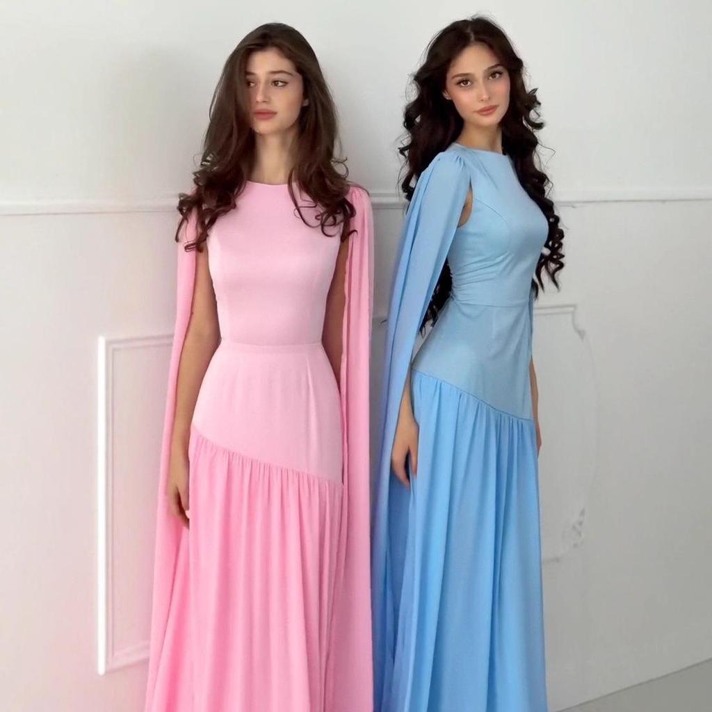 2025 Summer European & American Cape Sleeve Tie-up Slimming Dress