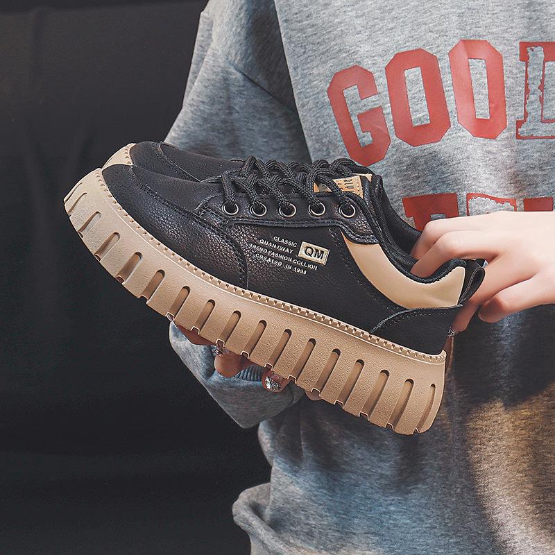 

Autumn thick-soled muffin little white shoes women s shoes new versatile casual dad shoes in tide 2 35 чёрный