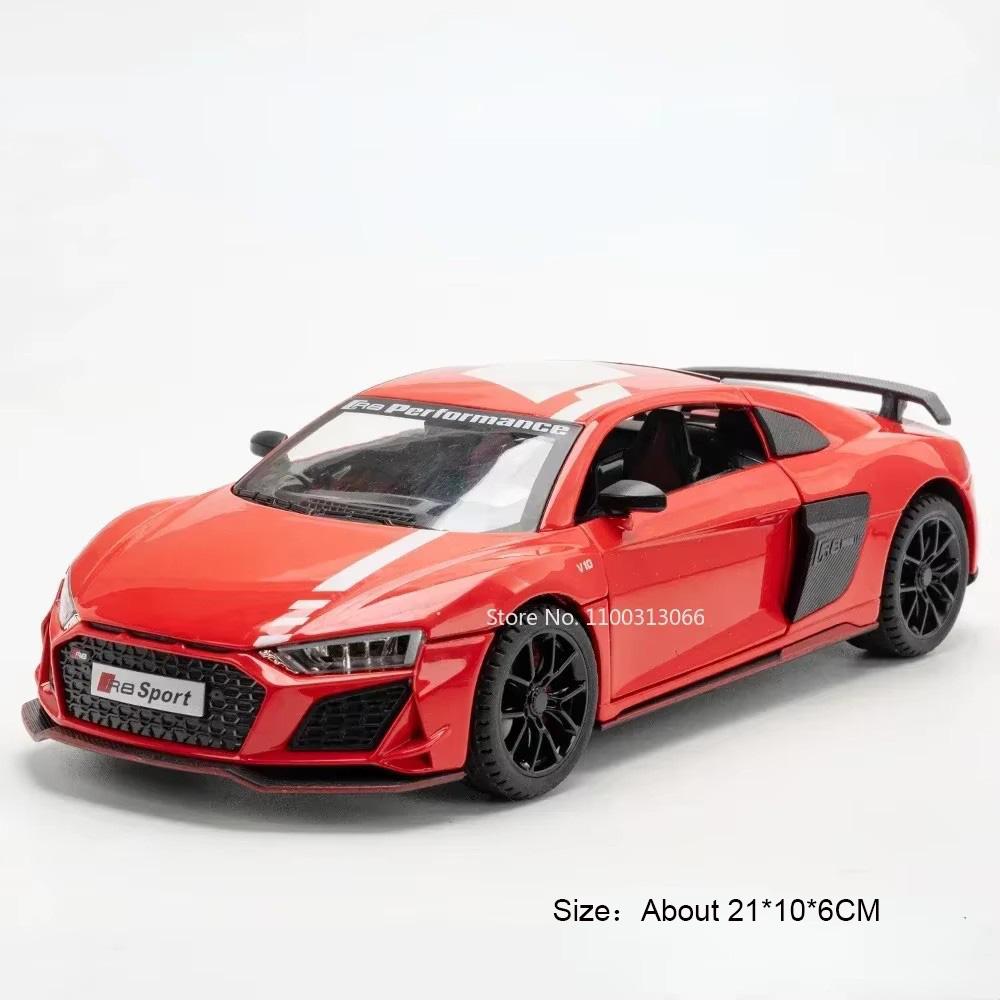 1:Maßstab 1:24 R8 V10 PLUS Automodell Gummireifen Sportwagen Diecast Modelle Rückziehfahrzeuge Sammlerspielzeug für Kinder Geschenke