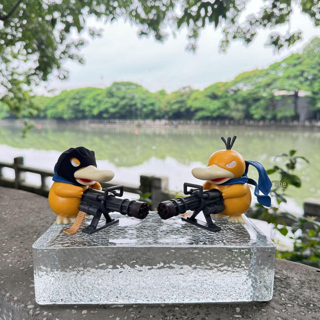 Mini Psyduck Gatling Gun Car Ornament - Pokemon Anime Figurine Model