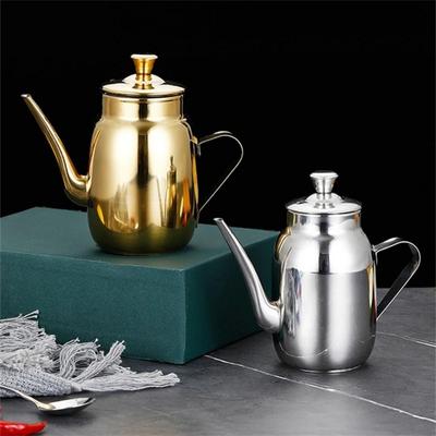 Drip Free Spout Oil Cruet Stainless Steel Pouring Oil Pot Comfortable Metal Oil Kettle  Home