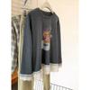 Cartoon Teddy Bear Brushed Lace Long Sleeve T-Shirt - Autumn Winter Slim Fit