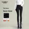 Women's Black Lambswool Leggings: Warm, Thickened Fleece-Lined, Slim Pencil Style, Ideal for Autumn/Winter 2025