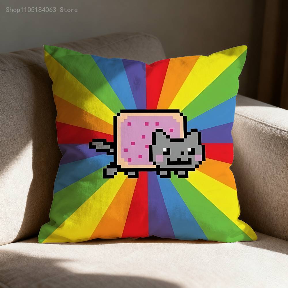 NNyan Cat Throw Pillow Case For xcm xcm xcm Square Car Pillowcase Home Bedchamber Decor Gift