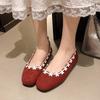2025 New  French Flower Ballet Shoes Women's Inside Heightening Summer Shallow Slip-On Suede Single