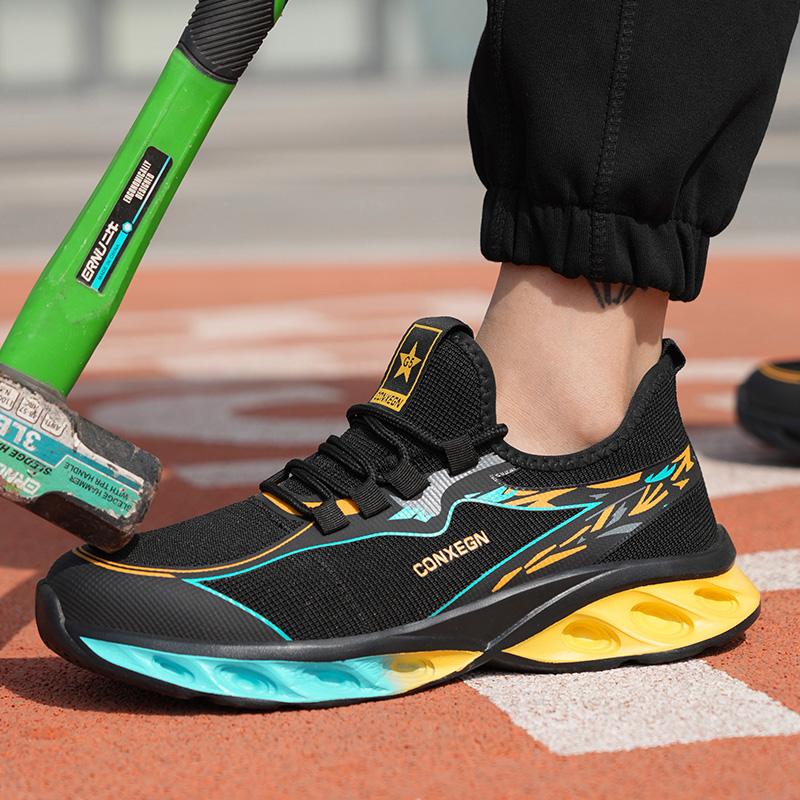 Men'S Sports Safety Shoes Anti Smashing Anti Piercing Work Shoes Steel Toe Protective Boots Indestructible Shoes Security Boots