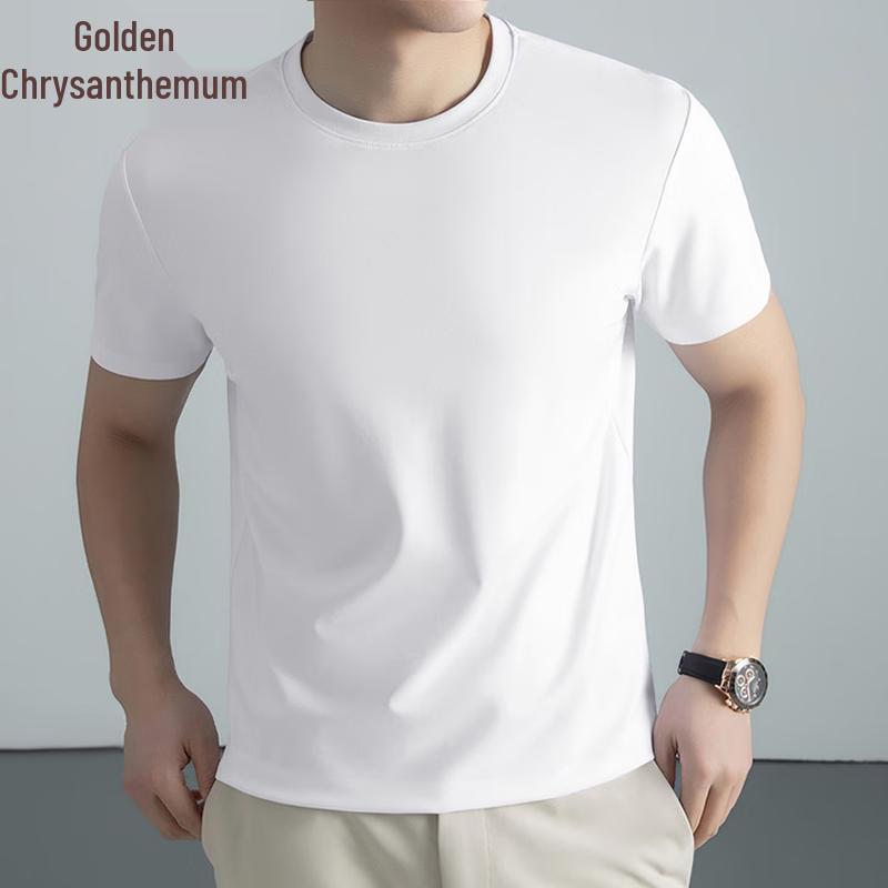 Jinjuyuan Men s Mulberry Silk Cooling Short Sleeve T-Shirt 56