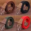 Men's Women's Canvas Plain Webbing Metal Buckle Woven Stretch Waist Belt Strap
