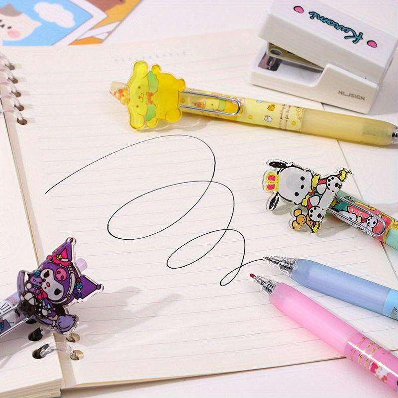 36Pcs HelloKitty Sanrio Cartoon Happy Family Acrylic Patch Press ST Head Quick Dry Neutral Pen Girl High Appearance Signing Pen 0.5mm Black, My Melody