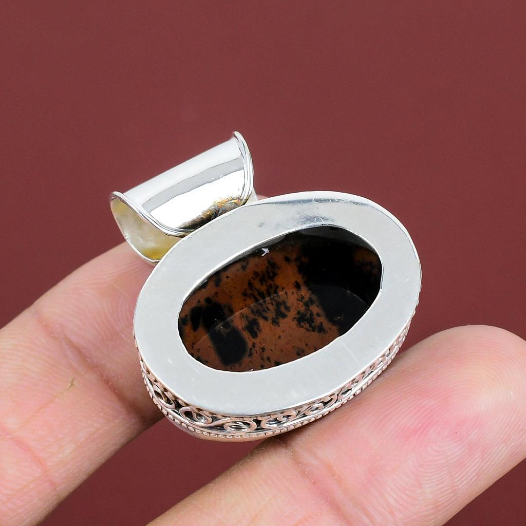 Mahogany Obsidian Pendant Vintage Pendant Gemstone Handmade Pendant 925 Sterling Silver Pendant Unique Jewelry Gifts For Her Stylish Pendant